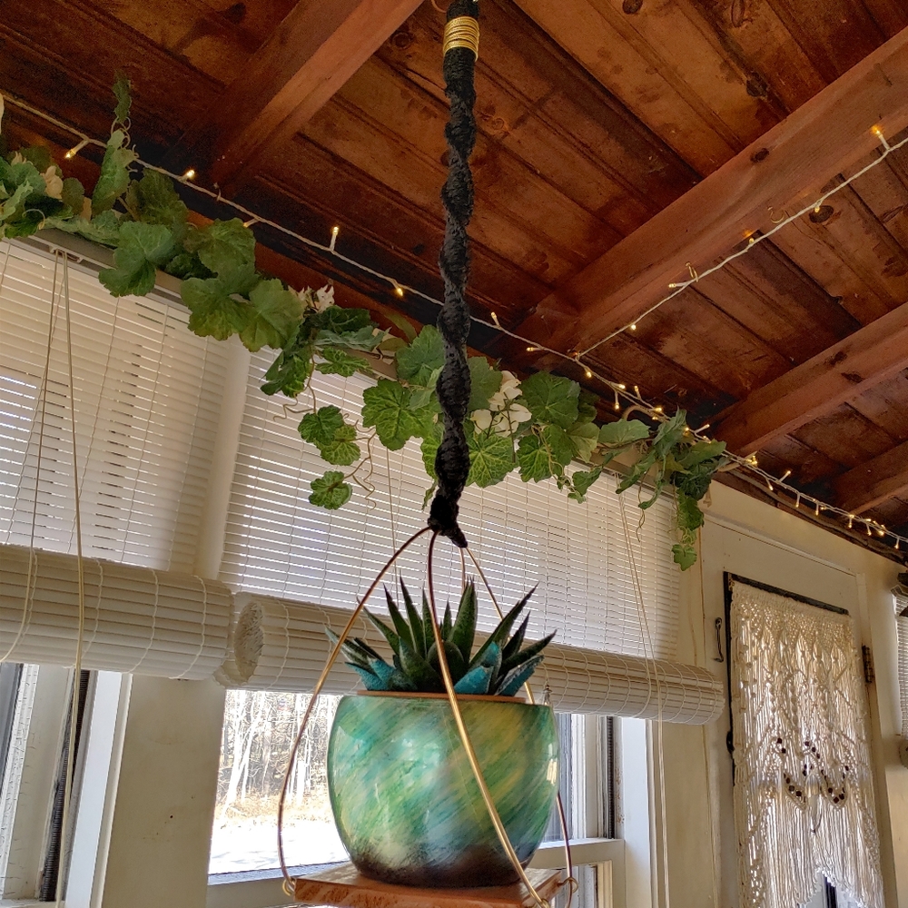 Double Brass Hoops Spiral Plant Hanger